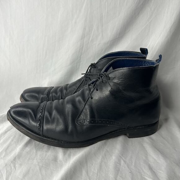 ALLEN EDMONDS BLACK LEATHER BLEECKER STREET CAP TOE LACE UP CHUKKA BOOTS 10D - Picture 3 of 6